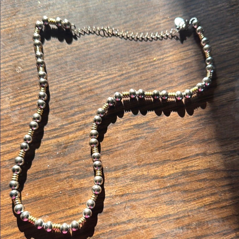 Carolina Herrera CH Elegant Gold and Silver Beaded Necklace